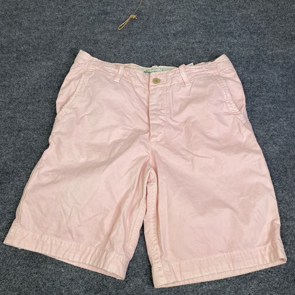 Abercrombie & Fitch Mens 36 Plainfront Shorts Pink Y2K Heavyweight Cotton Baggy
